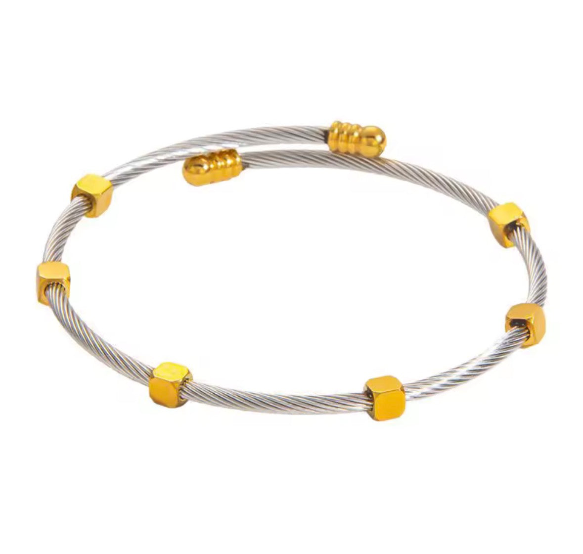 Mixed Metal Studded Bangle