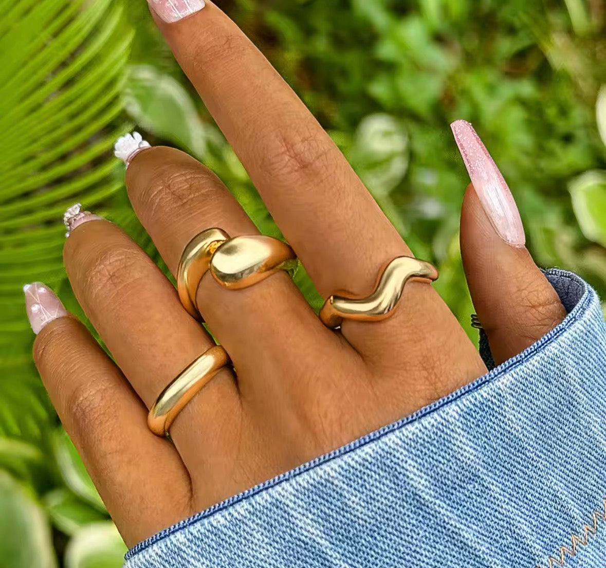 Geo Gold Ring Set